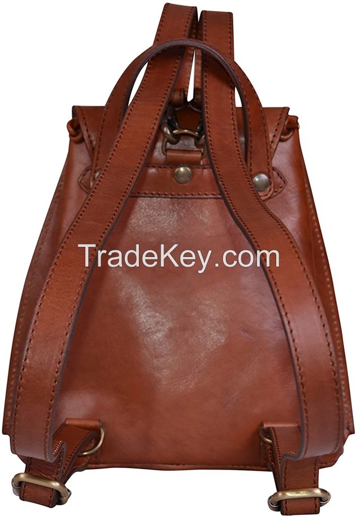 High Quality Custom Stylish Brown Leather Small Backpack