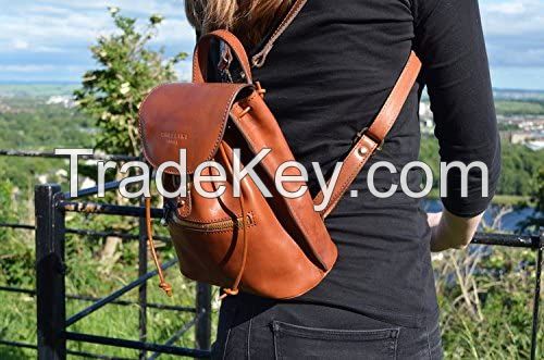 High Quality Custom Stylish Brown Leather Small Backpack