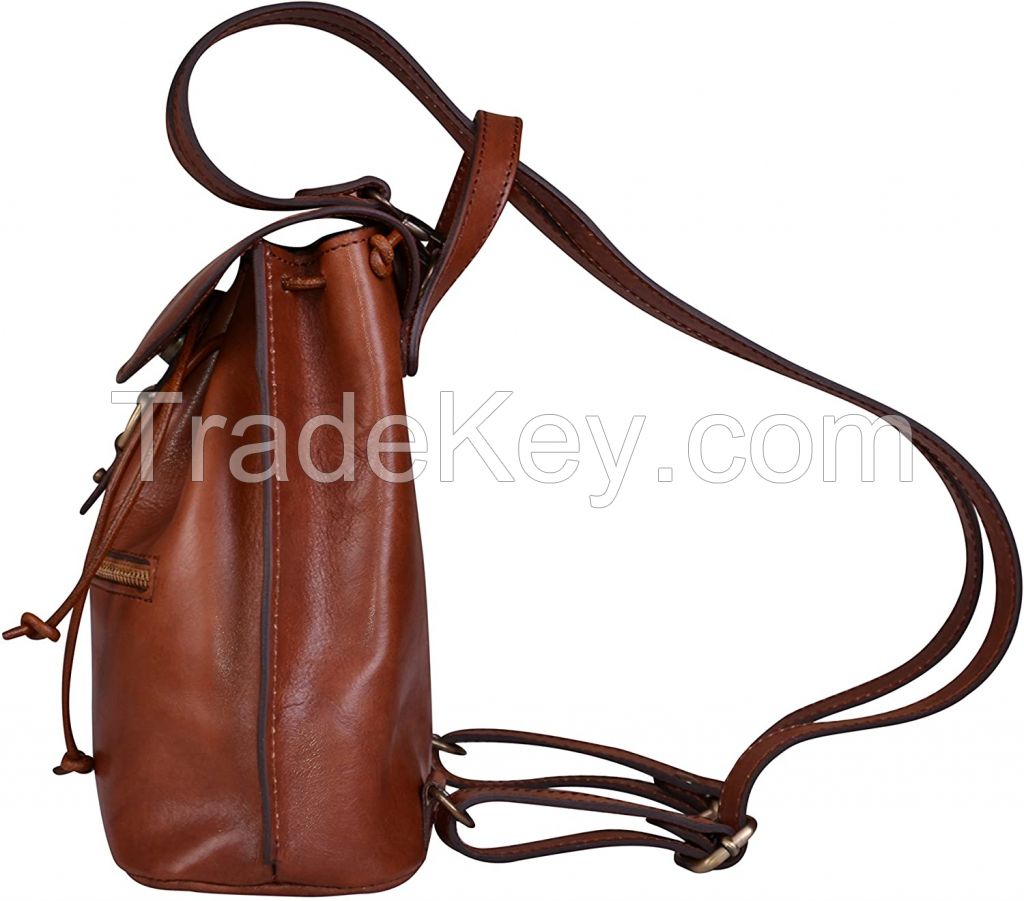 High Quality Custom Stylish Brown Leather Small Backpack