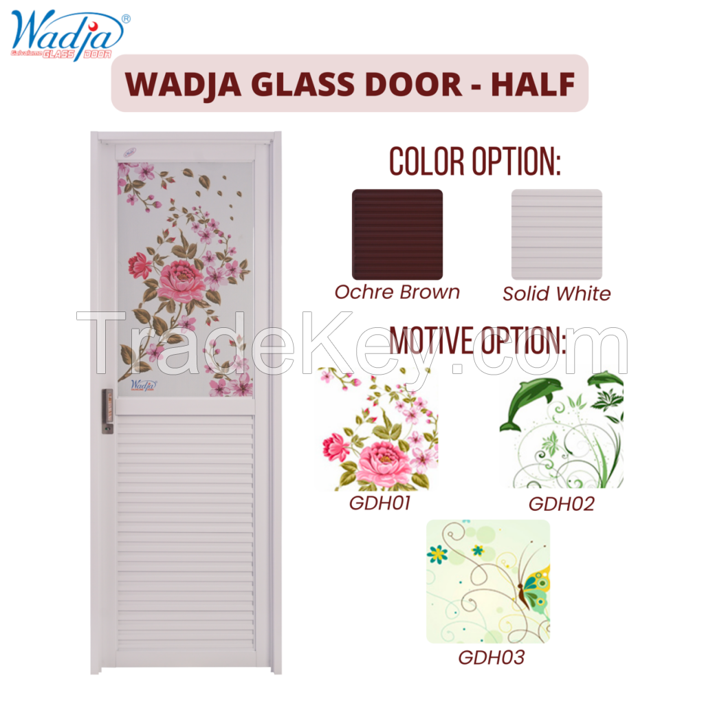 Wadja Glass Door Half - Bathroom Steel Door with Half Sized Mirror Inside