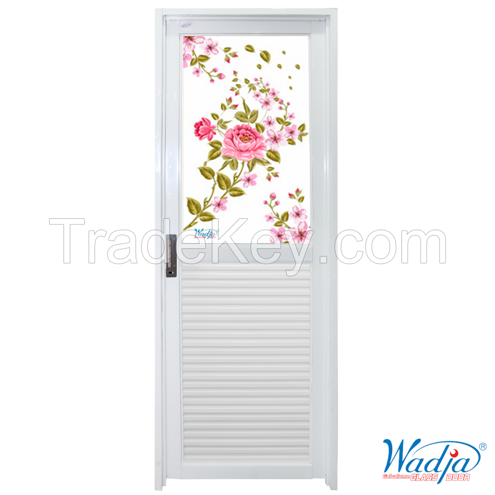 Wadja Glass Door Half - Bathroom Steel Door with Half Sized Mirror Inside