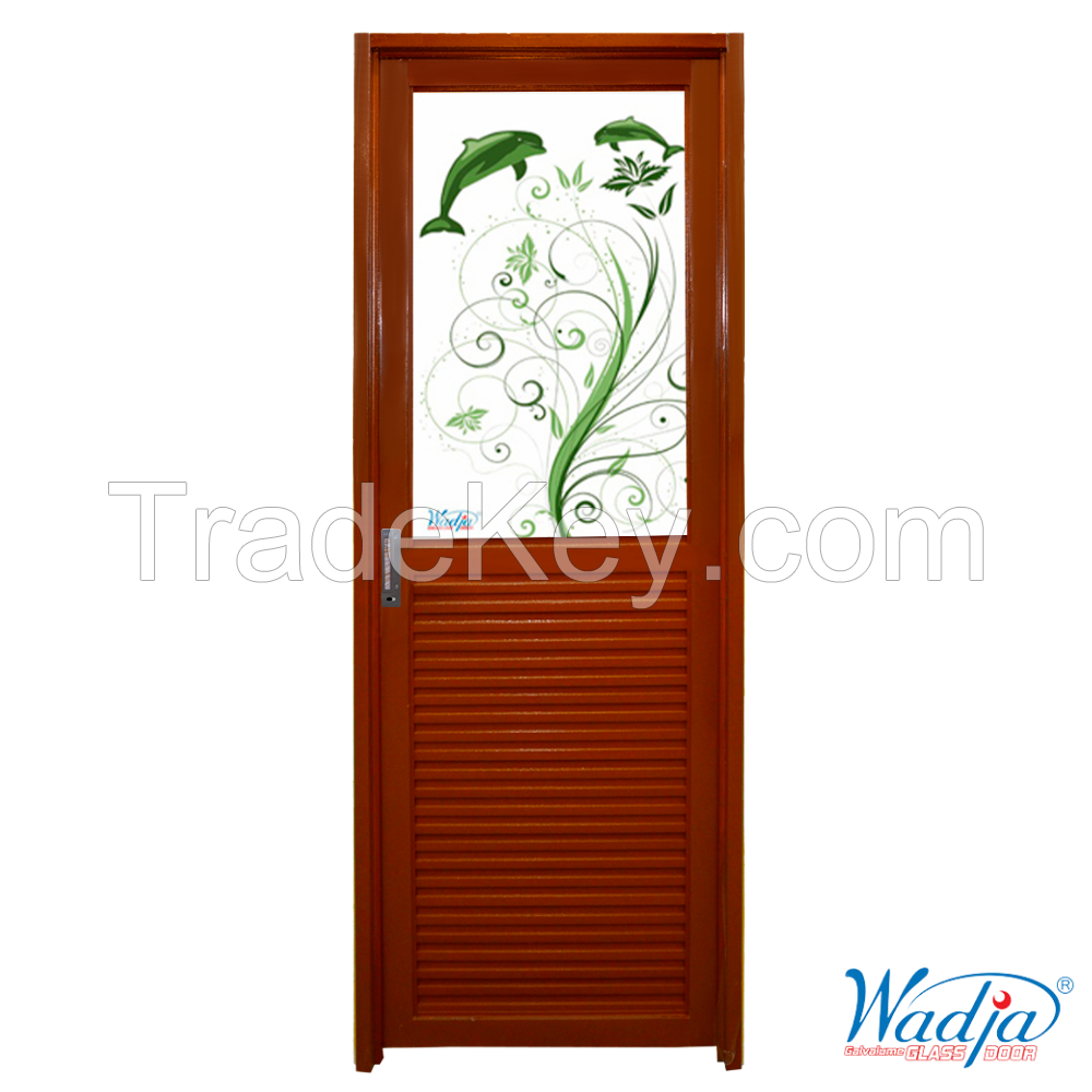 Wadja Glass Door Half - Bathroom Steel Door with Half Sized Mirror Inside