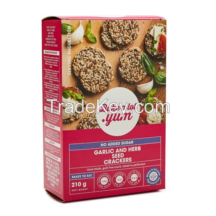 Selling Bake Alot Dot Yum Seed Crackers Garlic & Herb 210g