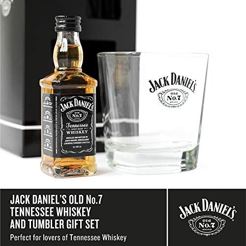ack Daniels Gifts Official Licensed Jack DanielÃ¢ Old No. 7 Tennessee 5cl Miniature and Glass Rock Tumbler