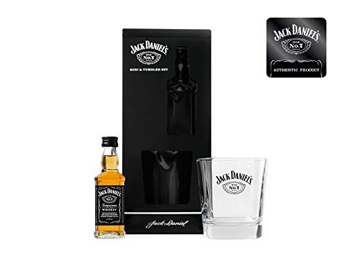 ack Daniels Gifts Official Licensed Jack DanielÃ¢ Old No. 7 Tennessee 5cl Miniature and Glass Rock Tumbler