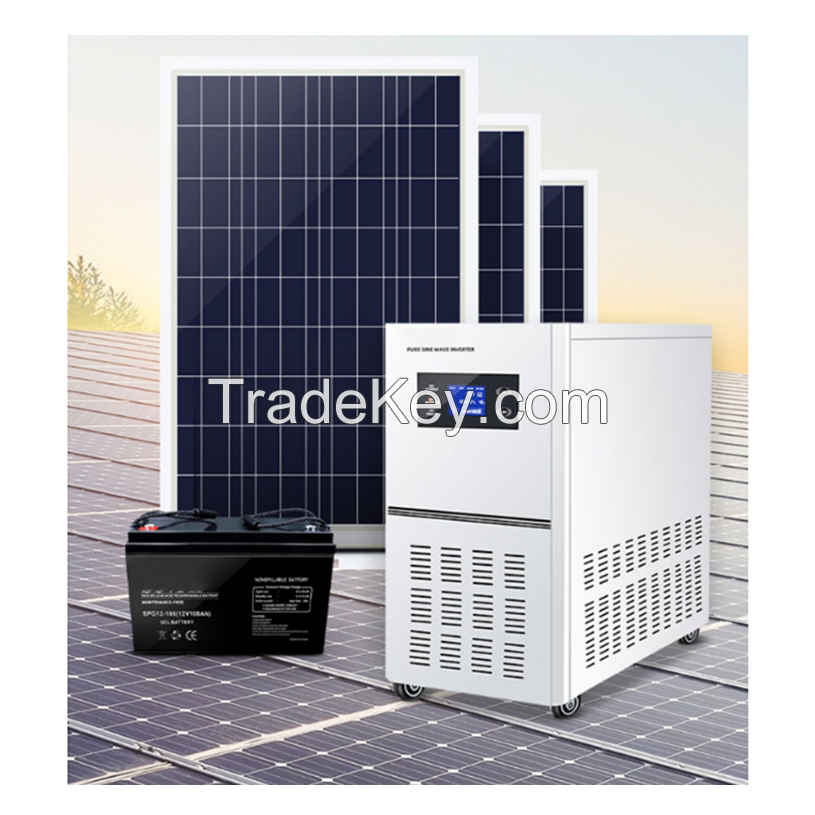 High Quality Mppt Controller 1kw-12kw 110v 230v DC AC Off Grid Hybrid Inverter 48v single phase Solar Panel System Kit.