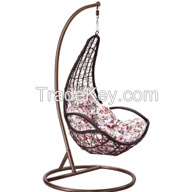 Modern Rattan Hanging Egg Chair With Stand Patio Swings Rocking Basket Hammock Chair Balcony Courtyard Garden Outdoor Furniture