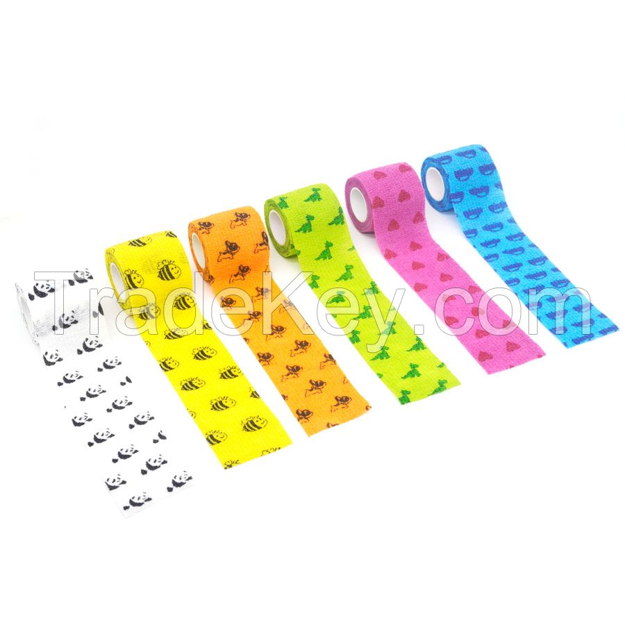 Self Sticky Adhesive Non Woven Elastic Cohesive Bandage With Colorful Package