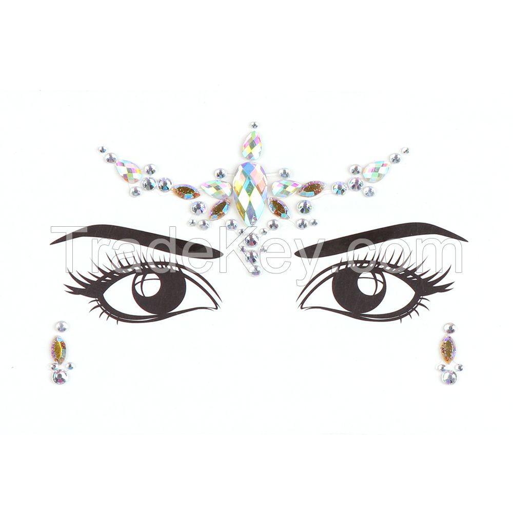 Newest Carnival Festival Body Art Jewel Safety Makeup Rhinestone Eyes Sticker Fancy Face Jewels