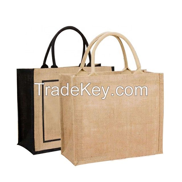 Wholesale Plain Shopper Bag Custom Printed Large Natural Eco Friendly Jute Shopping bag for gifts