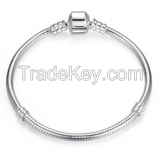 Sterling Silver Snake Chain Bangle And Bracelet Silver-tone 