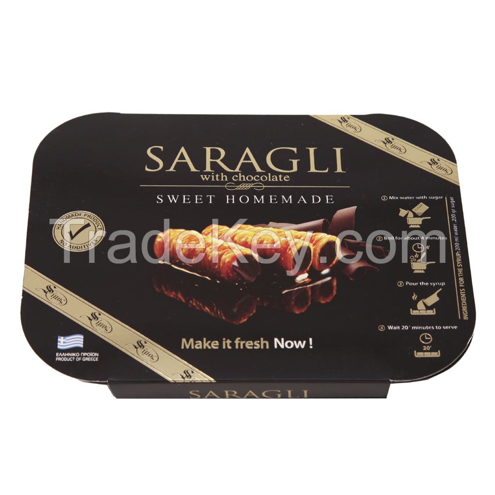 Sweet Homemade Saragli with chocolate
