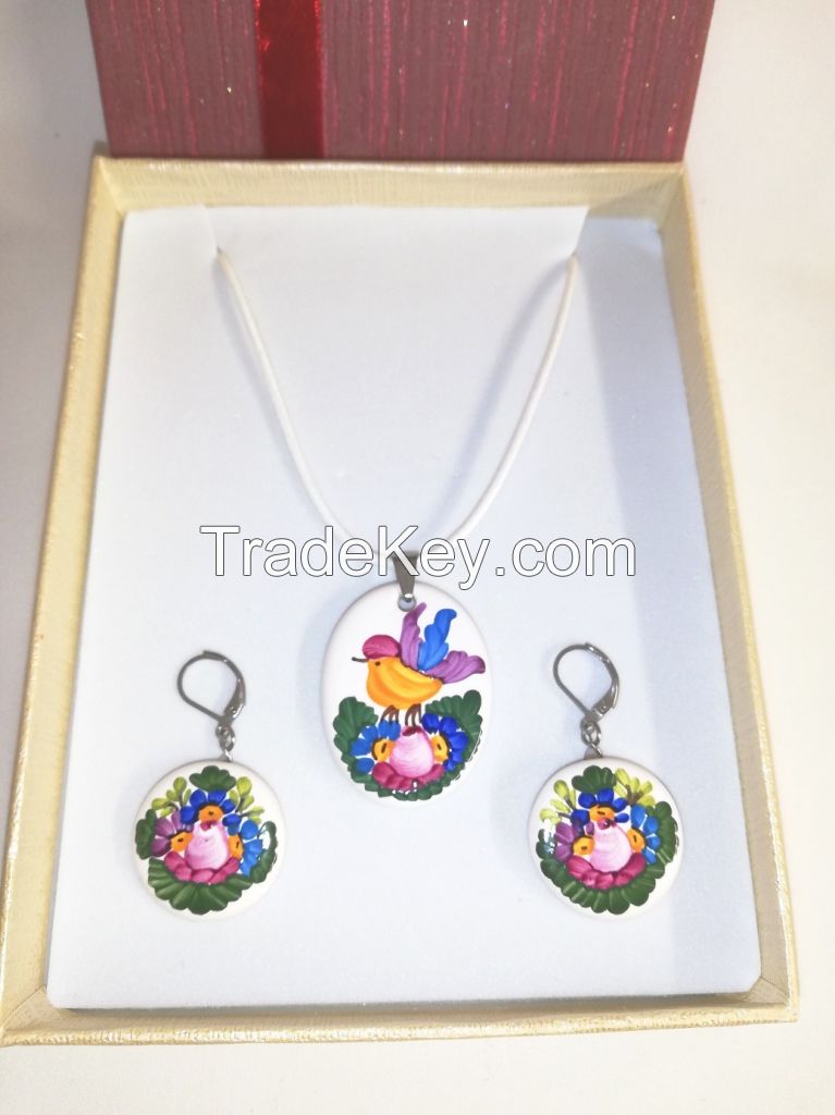 Ceramic necklace and earring fashion jewelry sets