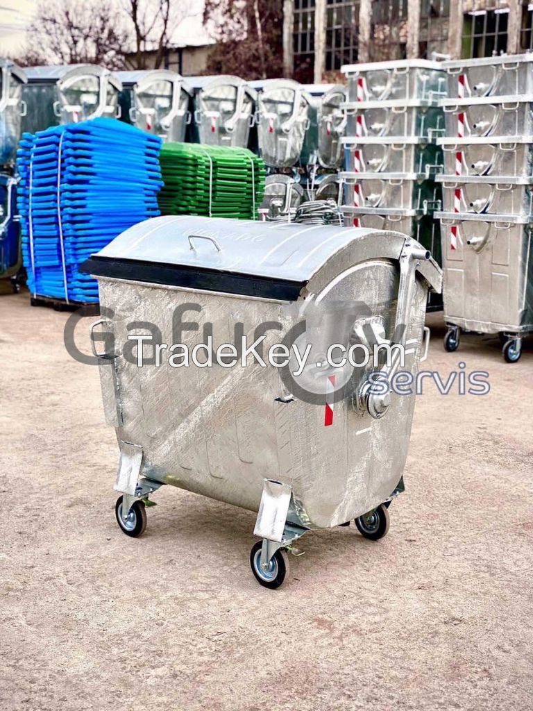 Metal waste container with round lid 1100 liters