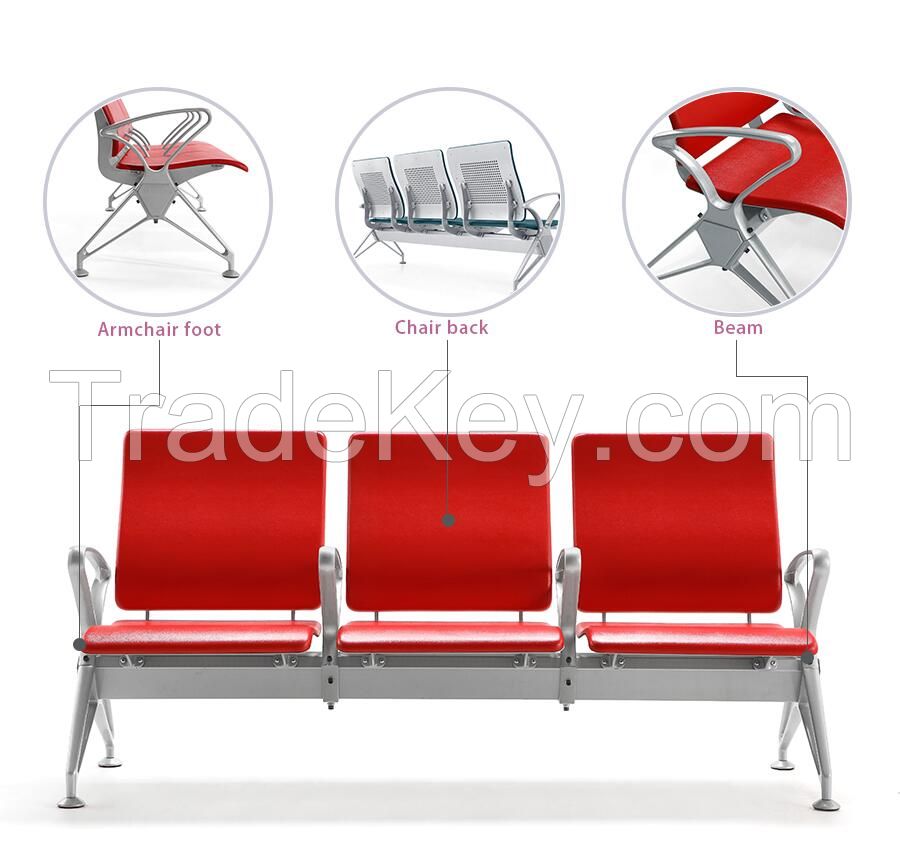 Mingle 3 Seat Pu Airport Chair Waiting Area Airport Seating Waiting Row Chair For Sale