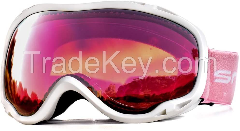 Snowledge Ski Snow Goggles for Men Women Adult, OTG Snowboard Goggles of Dual Lens with Anti Fog for UV Protection for Girls