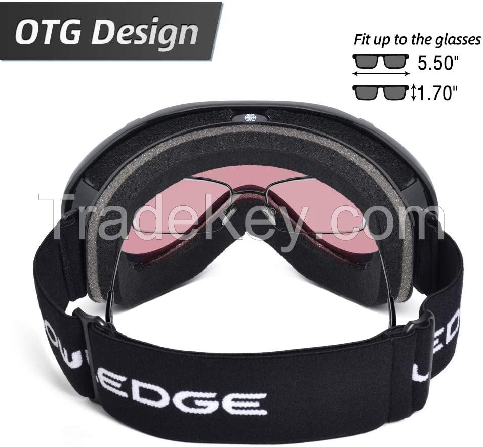 Snowledge Ski Goggles-Snow Snowboard Goggles OTG for Men Women Adult, Anti Fog 100% UV Protection