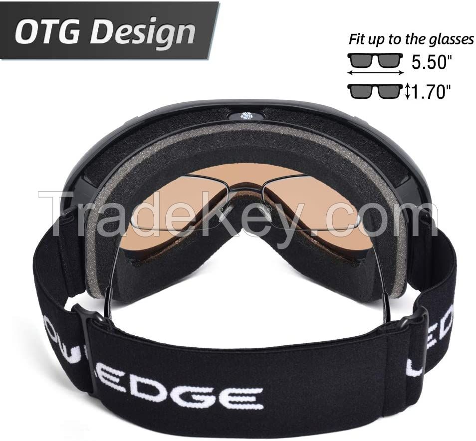 Snowledge Ski Goggles-Snow Snowboard Goggles OTG for Men Women Adult, Anti Fog 100% UV Protection