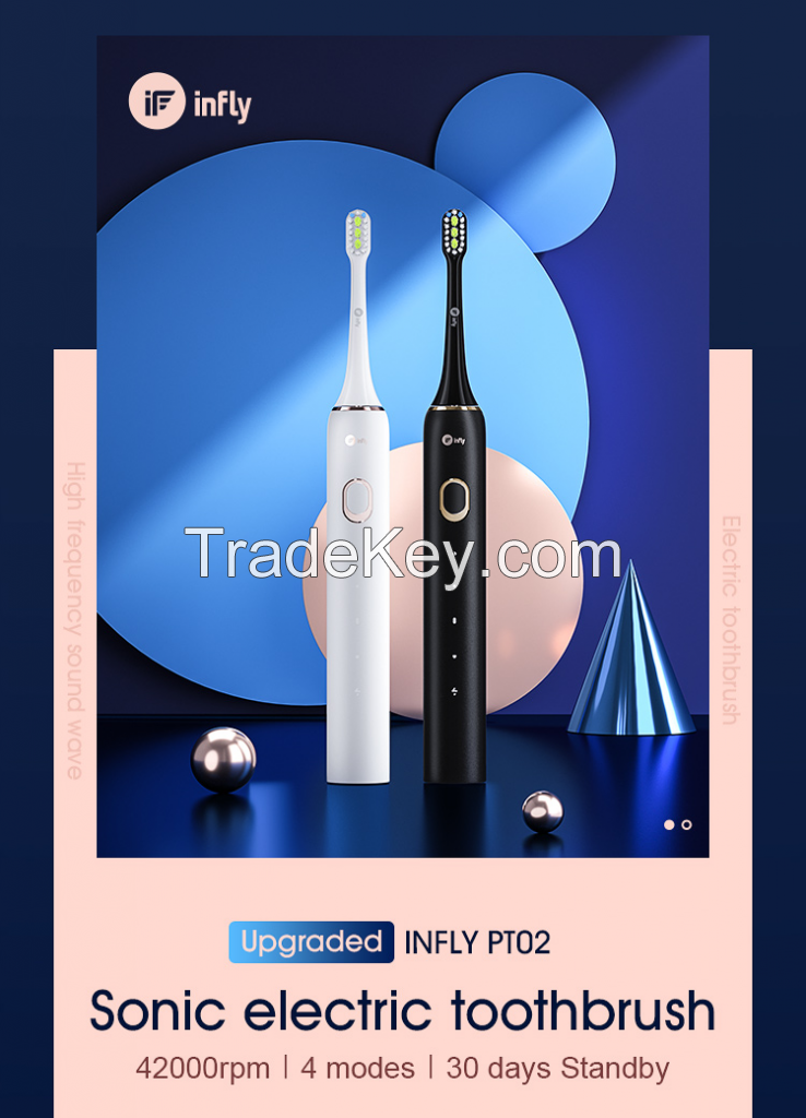 Infly PT02 USB rechargeable IPX7 Sonic Electric Toothbrush