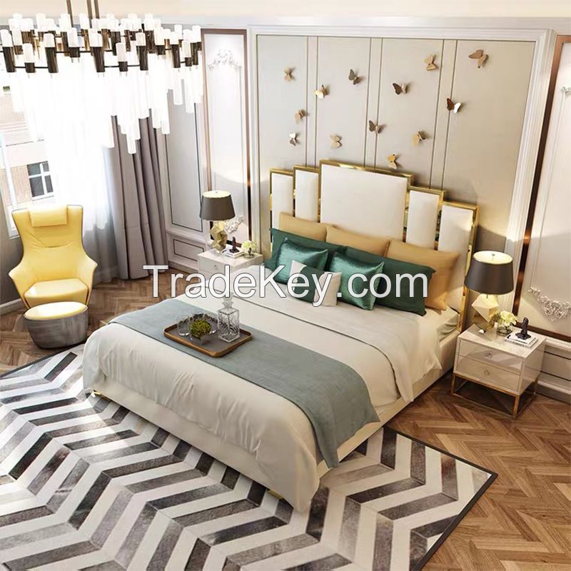 European Design Furniture Microfiber Leather Luxury Bedroom King Size Bed