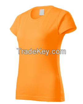 High Quality 100% Cotton Tshirts Female Short Sleeve O Neck Plain Womens Custom Brand Ladies T Shirts From Bangladesh