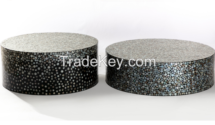 Mother of Pearl Inlay Coffee Table Honeycomb Pattern