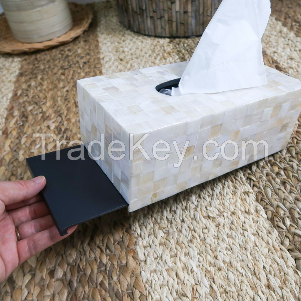Square Mother of Pearl Inlay Tissue Holder