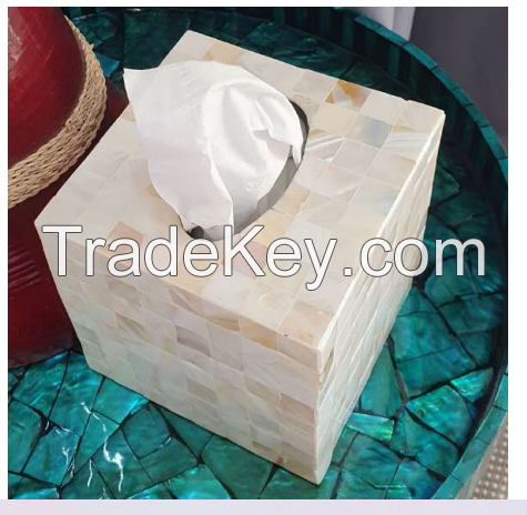 Square Mother Of Pearl Inlay Tissue Holder