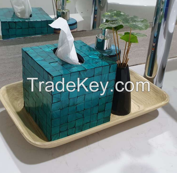 Square Mother Of Pearl Inlay Tissue Holder