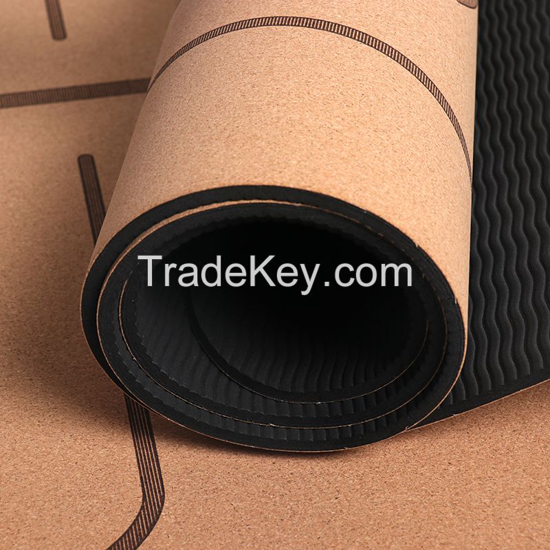 Wholesale manufacturer eco friendly tpe cork rubber natural Cork Yoga Mat