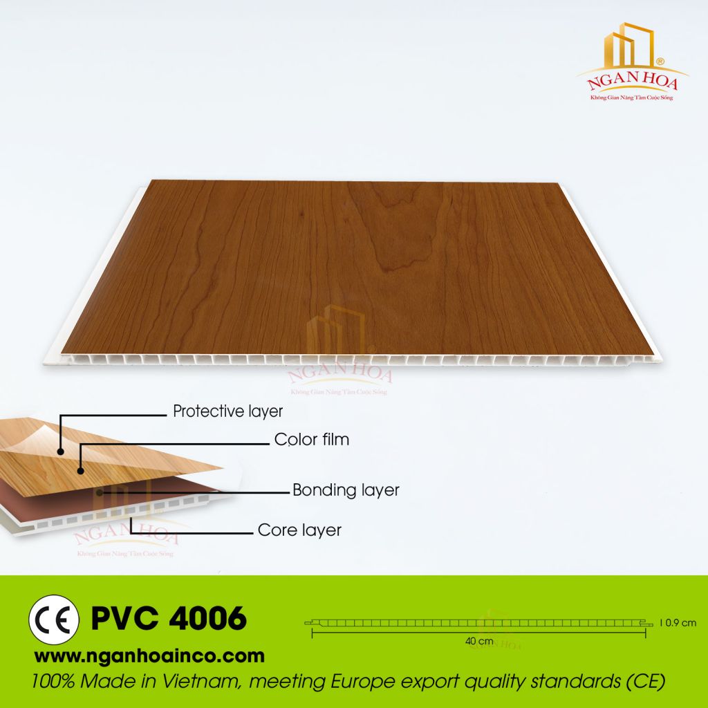 PVC 40 Plastic Wall Cladding Panel SPC Wood Grain