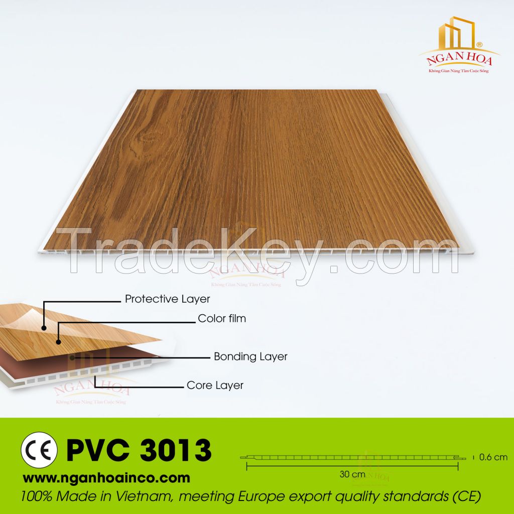 PVC 30 Plastic Wall Cladding Panel SPC Wood Grain