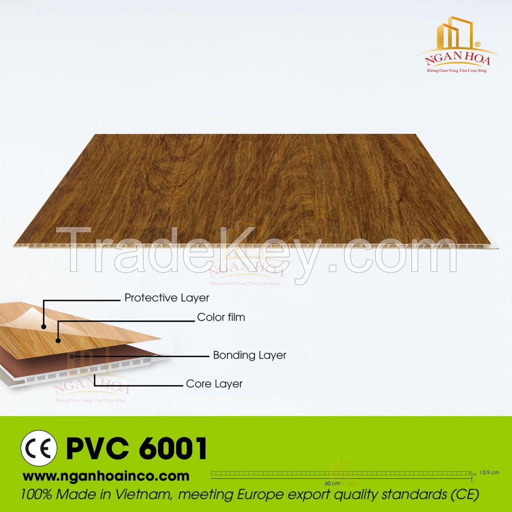 PVC 60 Plastic Wall Cladding Panel SPC Wood Grain