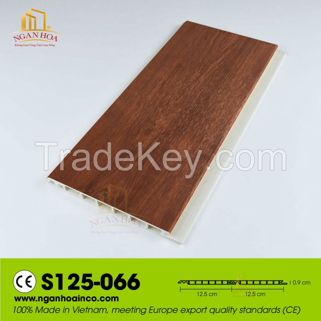 PVC ST125 Plastic Wall Cladding Panel SPC Wood Grain