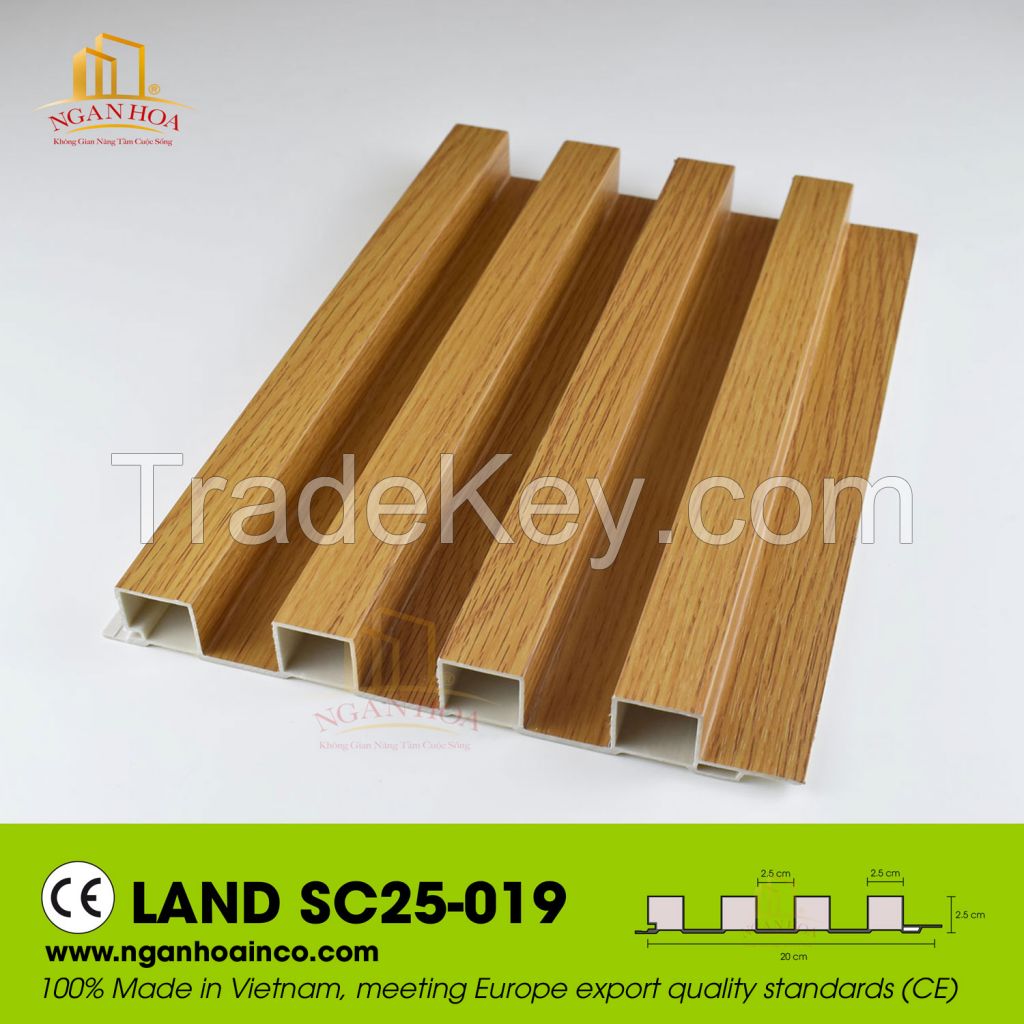 Pvc Plastic Wall Land Sc25 Corrugated Cladding Panel Spc Wood Grain