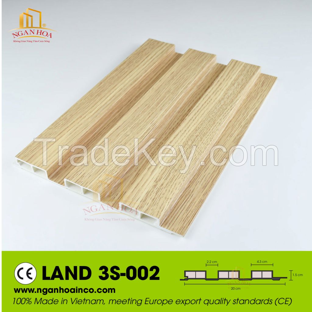 PVC Plastic Wall Land 3S Corrugated Cladding Panel SPC Wood Grain