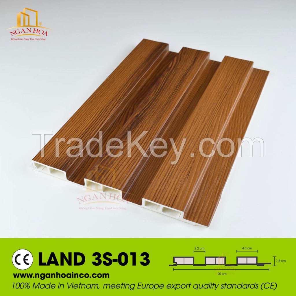 PVC Plastic Wall Land 3S Corrugated Cladding Panel SPC Wood Grain