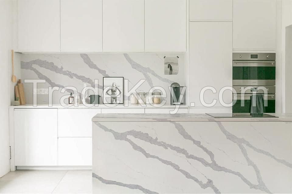 Quartz Slab Artificial stone Quartz Stone Kitchen Countertop EWH9402 Countertop Kitchen island Vanity Tabletop Sintered stone slabs Viet Nam