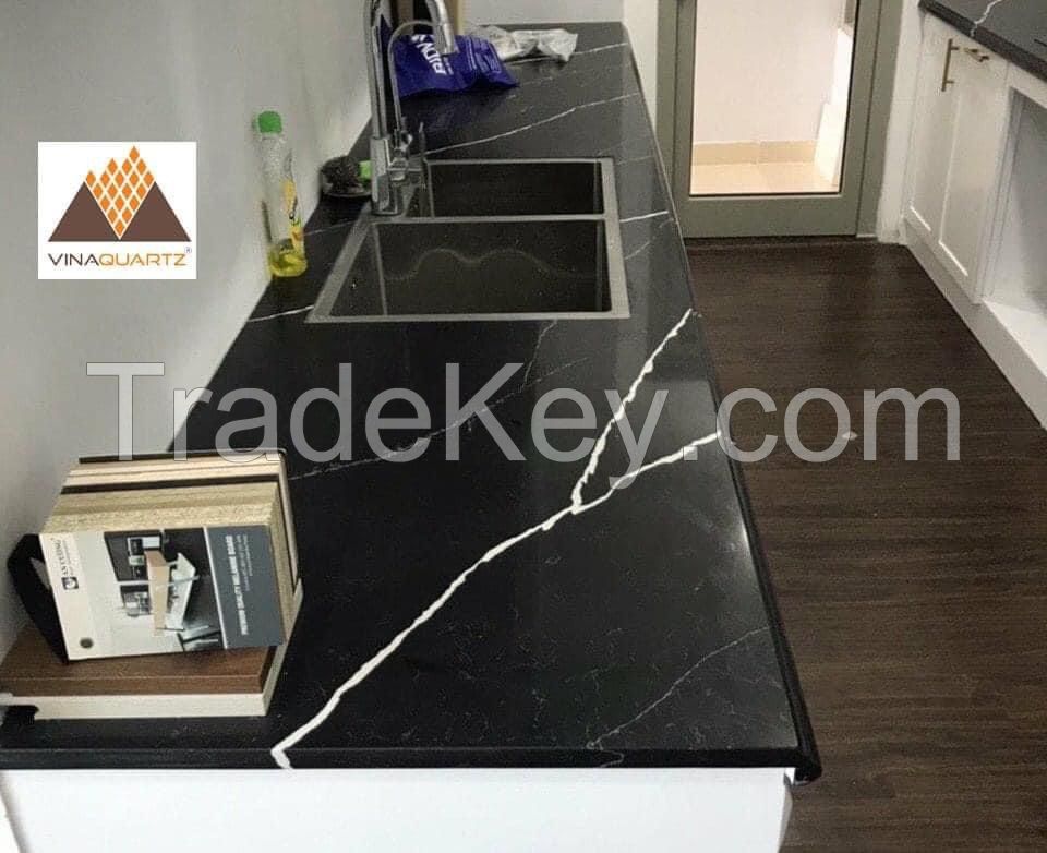 Quartz Slab Artificial stone Quartz Stone Kitchen Countertop EBL9401 Countertop Kitchen island Vanity Tabletop Sintered stone slabs Viet Nam