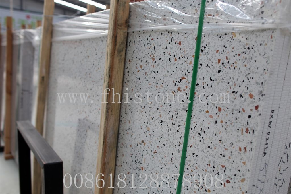 Muticolor Blue Terrazzo Slab With Blue Chips Blue Glass