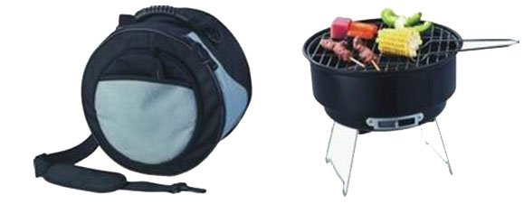Charcoal grill with cooler bag