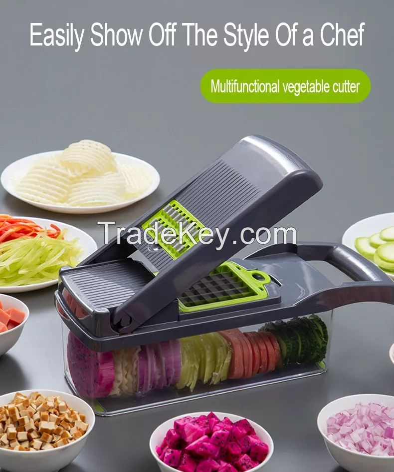 Manual Kitchen Vegetable Chopper 12 in 1 Mandolin Slicer Dicer Cutter Machine Salad Potato Carrot Garlic Fruits vegetable