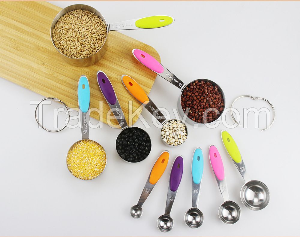 Wholesale 10 pieces set adjustable measuring spoon baking tool combination stainless steel measuring cup and spoon