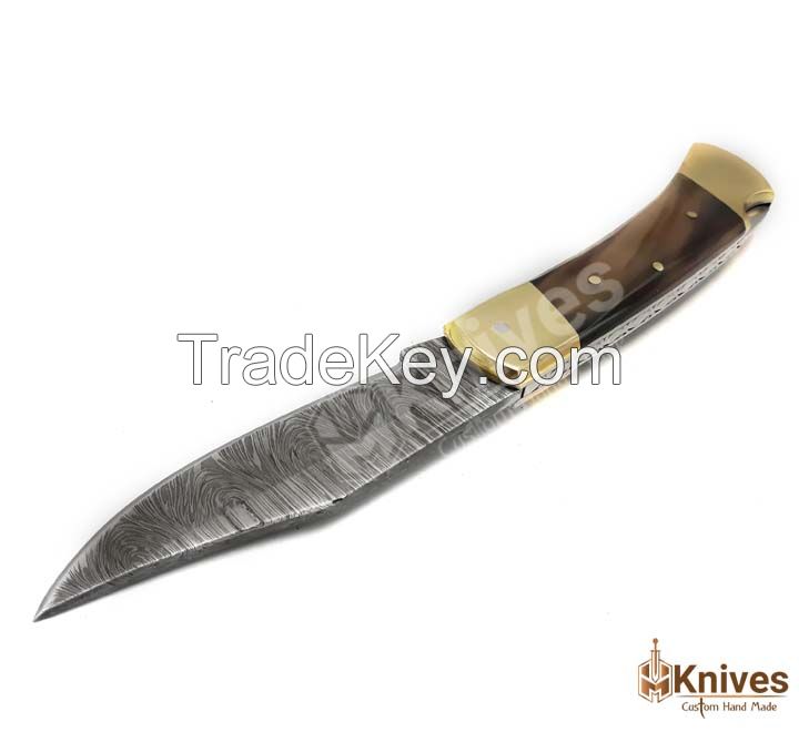 Saab Folding Knife Hand Made Damascus Steel EDC Folding Knife