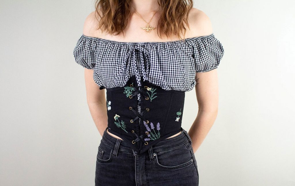 Black Wildflower Corset Belt