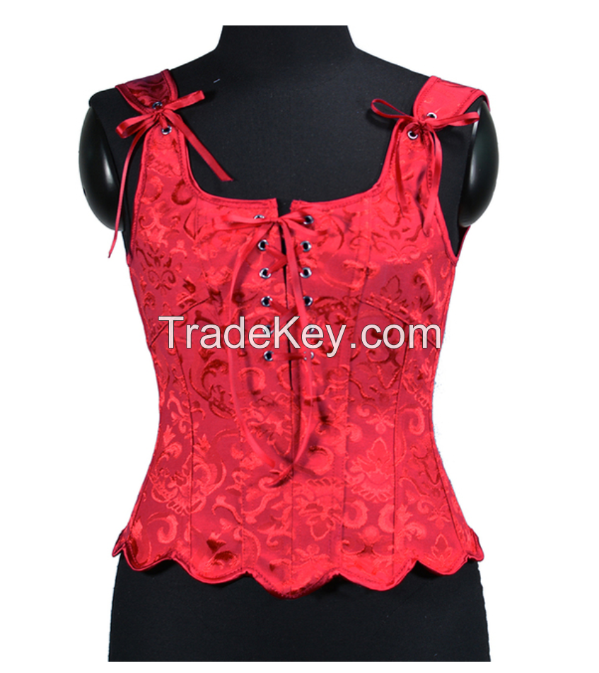 Jacquard Embroidery Floral Lace Ribbons Corset Tops Summer Women Sweetie Sexy Streetwear's