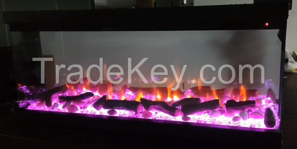 Hot Sale Modern Electric Fireplace With Three Side Glass