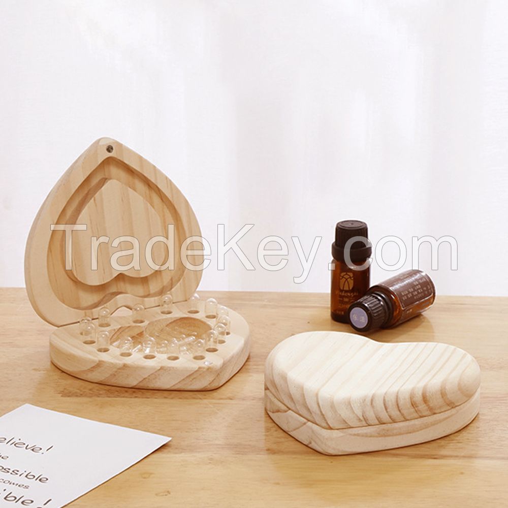 Customized Wooden Deciduous Teeth Storage Box Unfinished Pine Wood Baby Teeth Display Box With Flip Lid