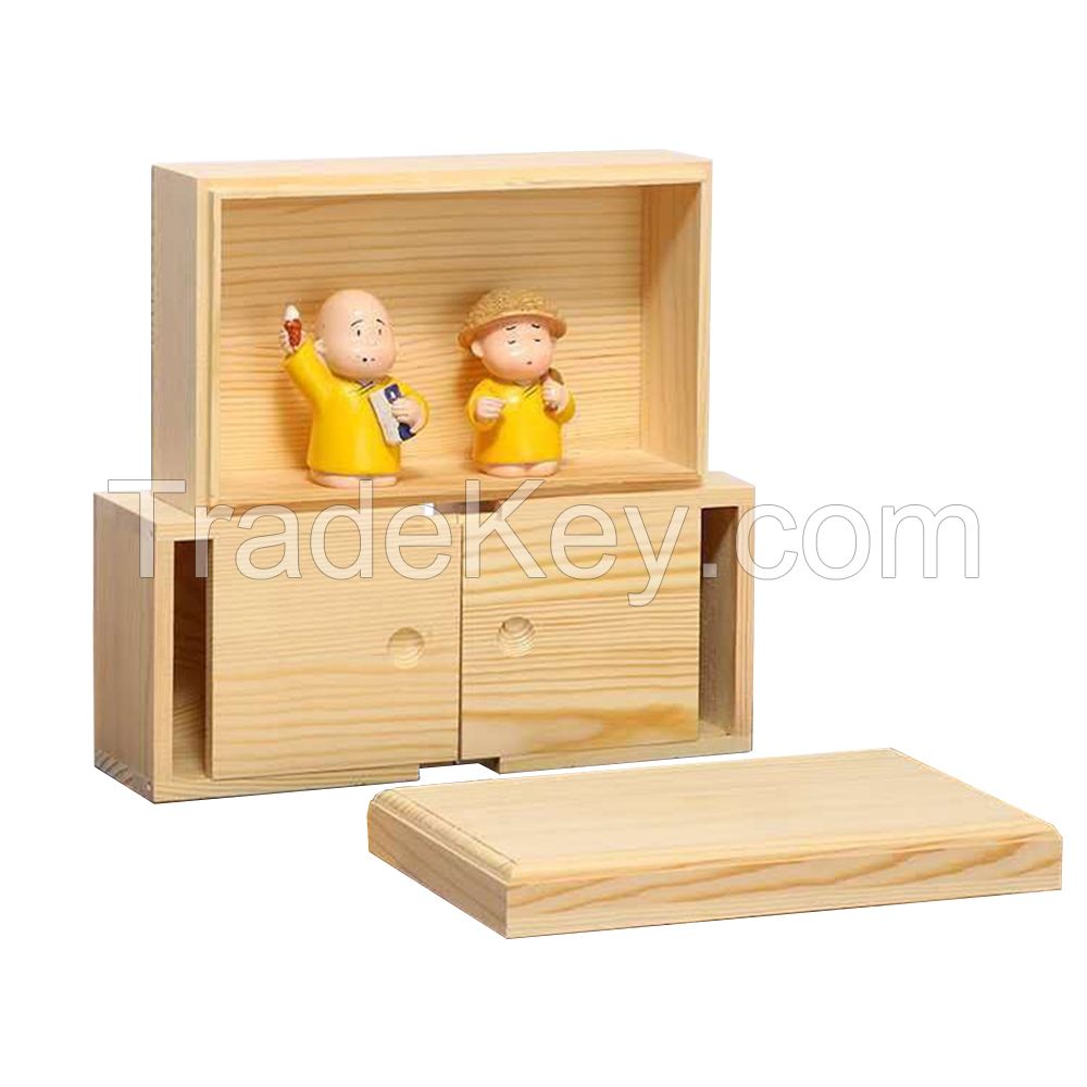 Factory Wholesale Wooden Gift Storage Box Unfinished Pine Wood Gift Storage Small Box With Sliding Lid