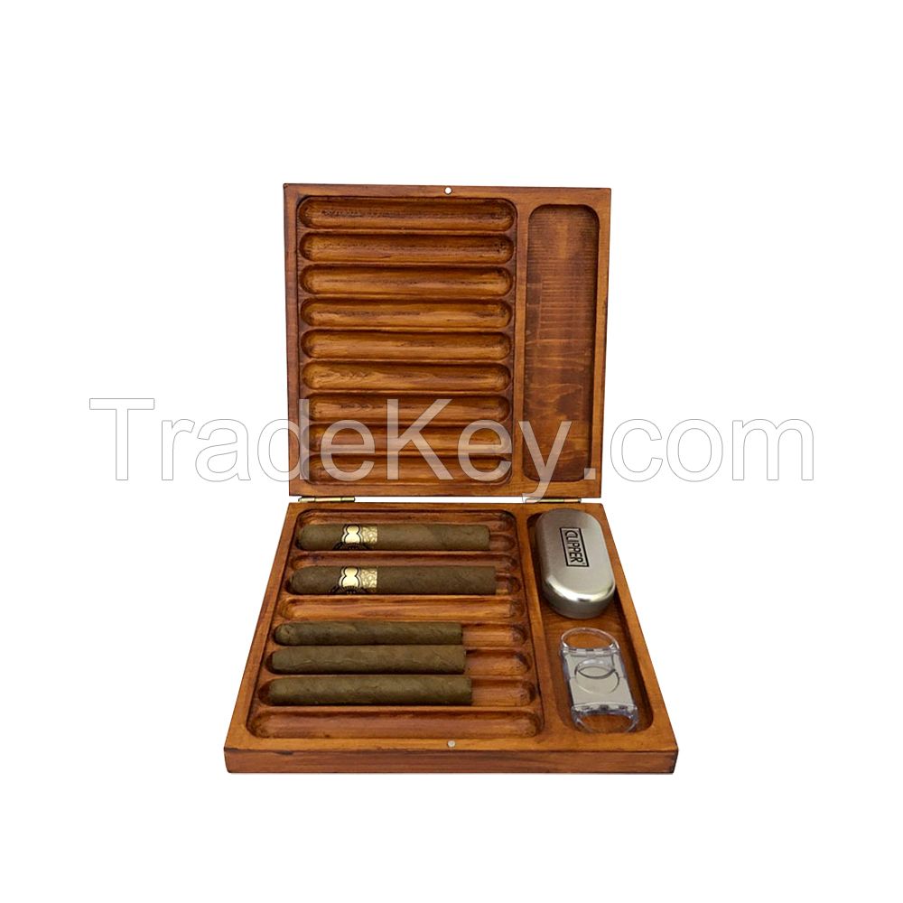 Hot Selling Wooden Cigar Storage Humidor Natural Cedar Wood Humidor Box With Cutter Storage